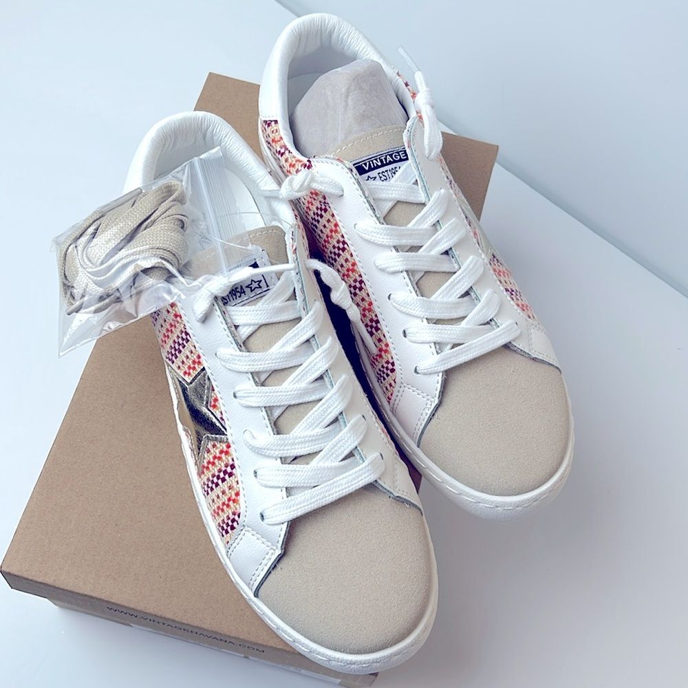 Vintage Havana Carla Tweed Coral Multi Mix Fashion Sneakers Size 8.5 NWT